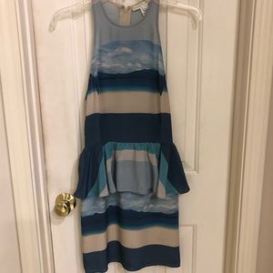 Charlotte Ronson silk dress w/ waist flounce, Sz 2